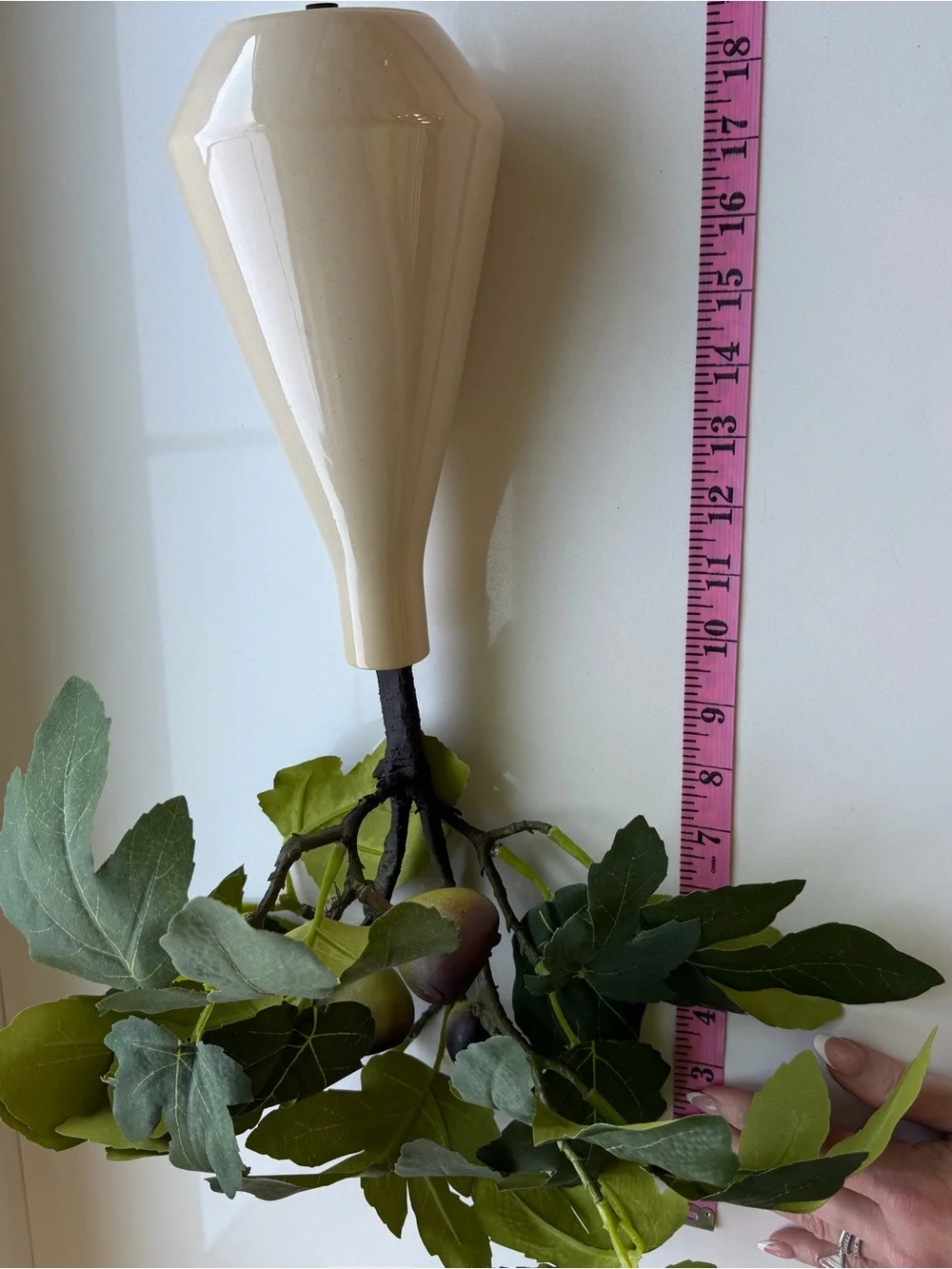 Cream Ceramic Bud Vases with Green Faux Foliage - Decorative Home Accent